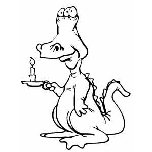 Three Eyed Dragon With Candle coloring page