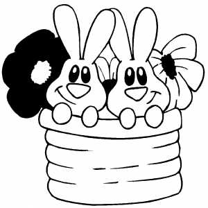 Bunnies And Flowers coloring page