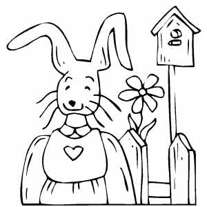Bunny With Flower coloring page