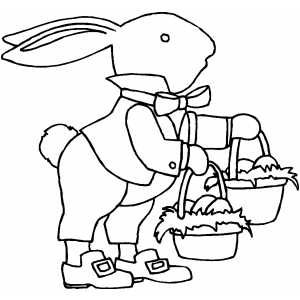 Bunny With Two Baskets coloring page