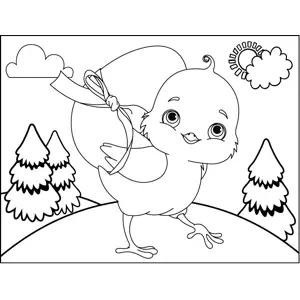 Chick Carrying Egg coloring page