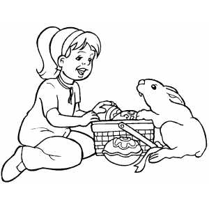 Girl And Bunny coloring page