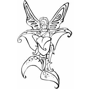Fairy And Flower coloring page