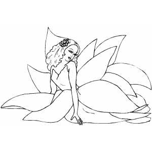 Fairy Sitting In Flower coloring page