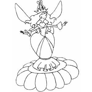 Fairy Standing On Flower coloring page