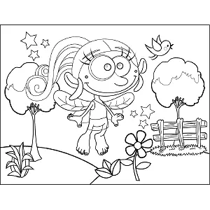 Goofy Fairy Flying coloring page