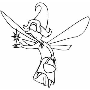 Surprised Fairy With Star coloring page