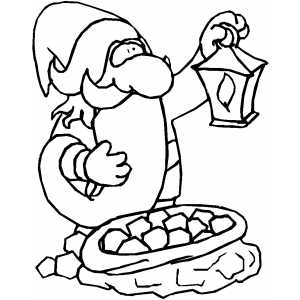 Dwarf And Bag With Gems coloring page