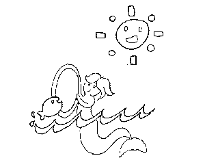Fish Playing with Mermaid Coloring Page