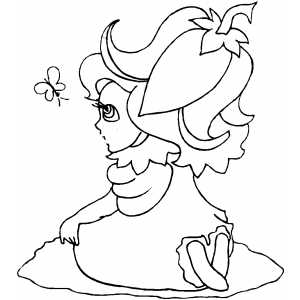 Girl With Eggplant On Head coloring page