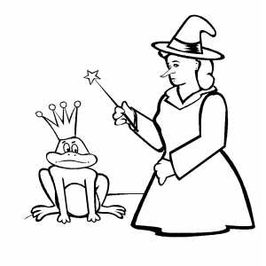 Witch And Frog coloring page