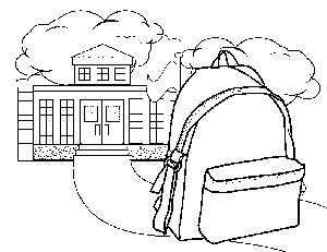 Backpack at School coloring page
