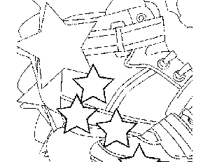 Sneakers and Stars Coloring Page