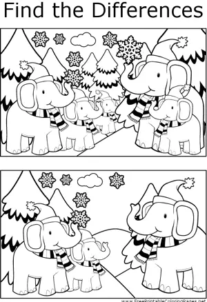 FTD Christmas Elephants coloring page
