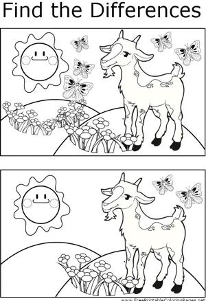 FTD Goat and Butterflies coloring page