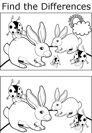 FTD Rabbits and Ladybugs coloring page