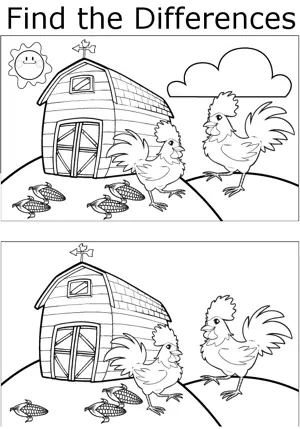 FTD Roosters and Corn coloring page