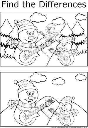 FTD Snowmen Playing Guitars coloring page