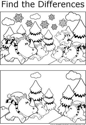 FTD Winter Rhinos coloring page