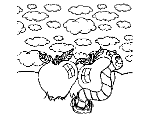 Apples and Worm coloring page