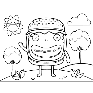 Grinning Burger coloring page