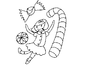 Happy Girl with Candies Coloring Page