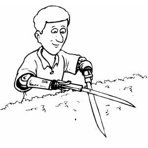 Man Trimming Hedges coloring page