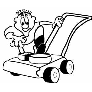 Man With Lawnmover coloring page