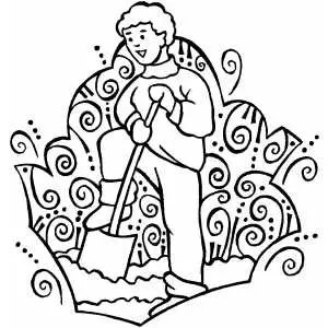 Man Working With Shovel coloring page