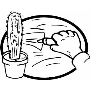 Planting Cactus coloring page