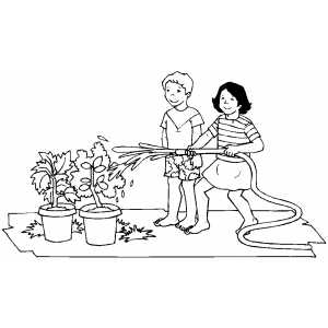 Watering Trees coloring page