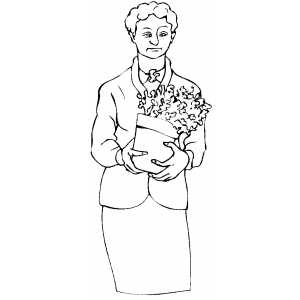 Woman With Plant coloring page
