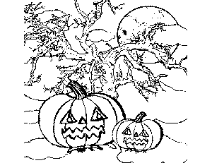 2 Pumpkins in the Night coloring page