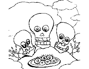 3 Skeletons coloring page