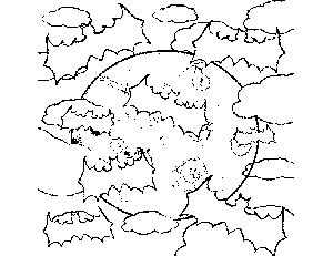 Bats and Moon coloring page