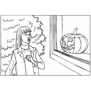 Frightened By Pumpkin coloring page