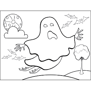 Ghost and Bats coloring page