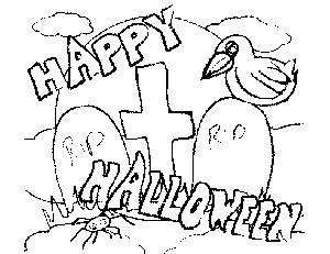 Halloween Graveyard Scene coloring page