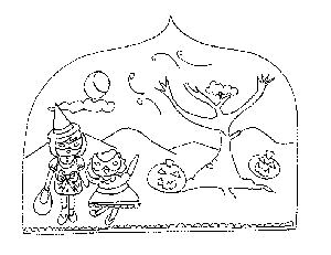 Halloween Kids in the Forest Coloring Page