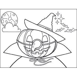 Jack-o-Lantern with Witch Hat coloring page