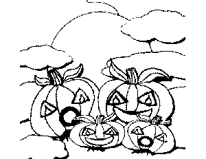 Pumpkins in the Moonlight coloring page