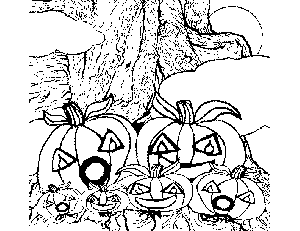 Pumpkins on Tree coloring page