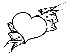 Heart and Ribbon Coloring Page