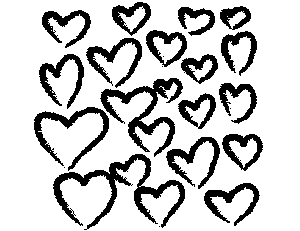 Paintbrush Hearts Coloring Page