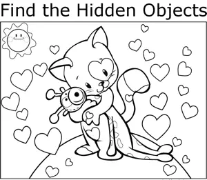 Cat and Toy coloring page
