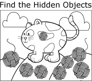 Cat with Yarn coloring page