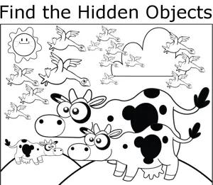 Cows and Birds coloring page