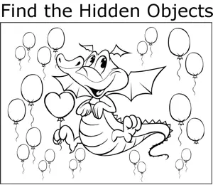 Dragon and Balloons coloring page