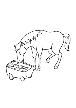Horse Eating Hay coloring page