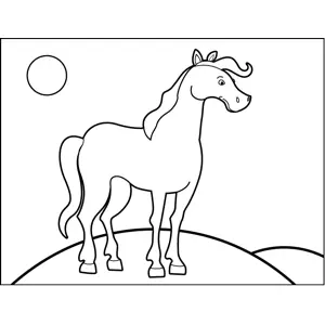 Horse on Hill coloring page